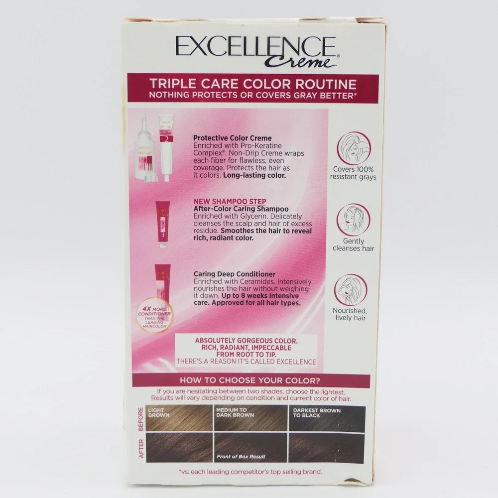 L'Oreal Excellence Creme Permanent Hair Color Dye 4AR Dark Chocolate Brown